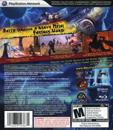 Brutal Legend (USA) (v1.01) (Disc) (Update) box cover back